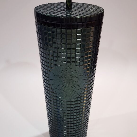 Starbucks Holiday 2021 Tumbler Venti Green Glitter Grid, Limited Edition | 24 Oz - Picture 3 of 14